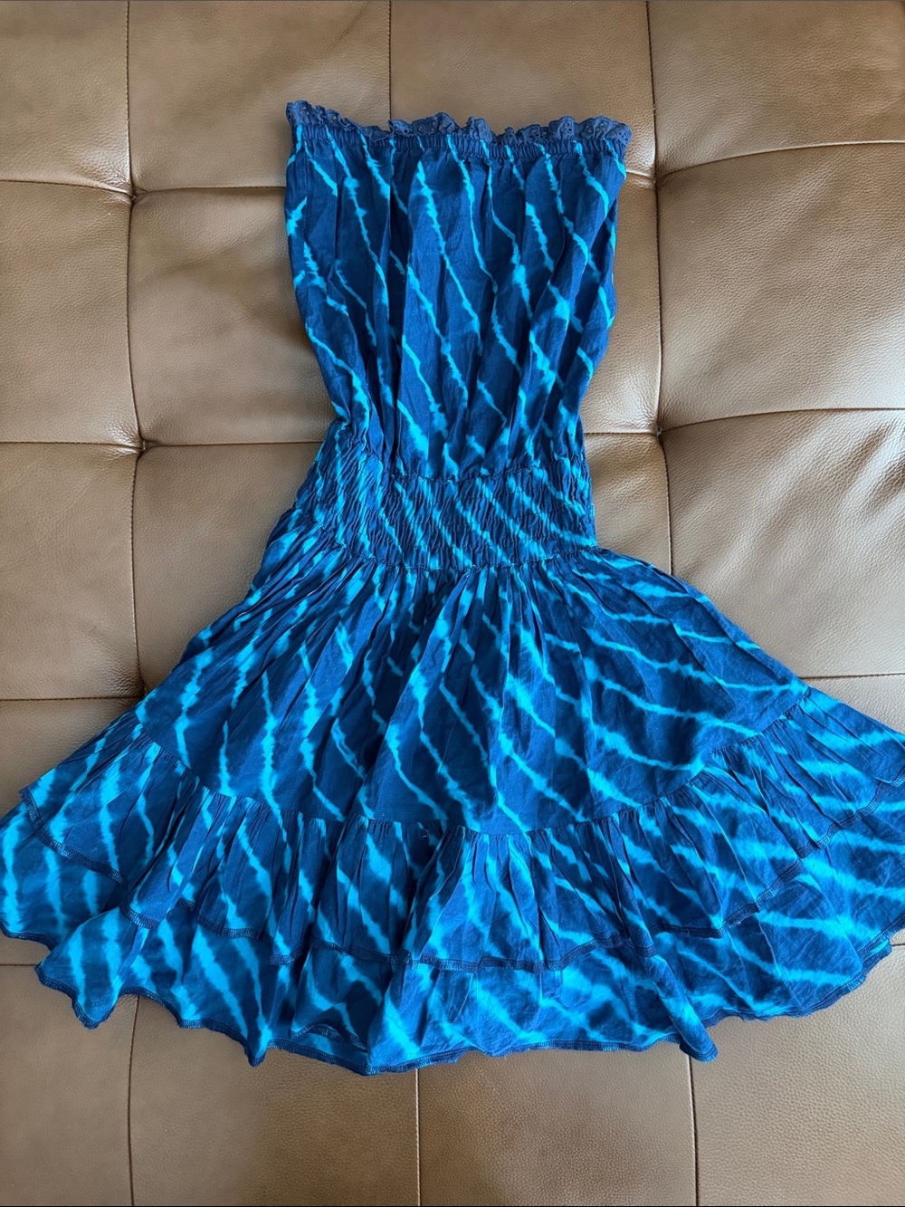 Moda International Blue Patterned Strapless Sundress